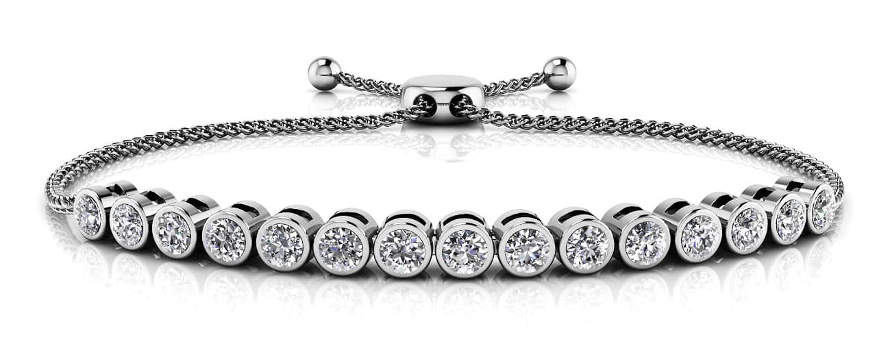 Bezel Set Adjustable Diamond Bracelet with 1.58 ct.(finished) 3mm - Luxury Time NYC